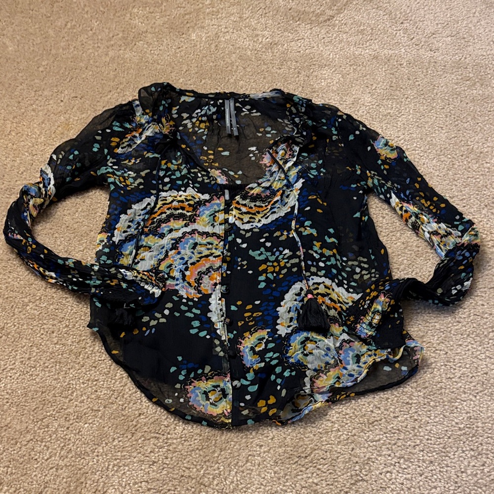 Anthropologie Multicolor Peasant Blouse sz XXS